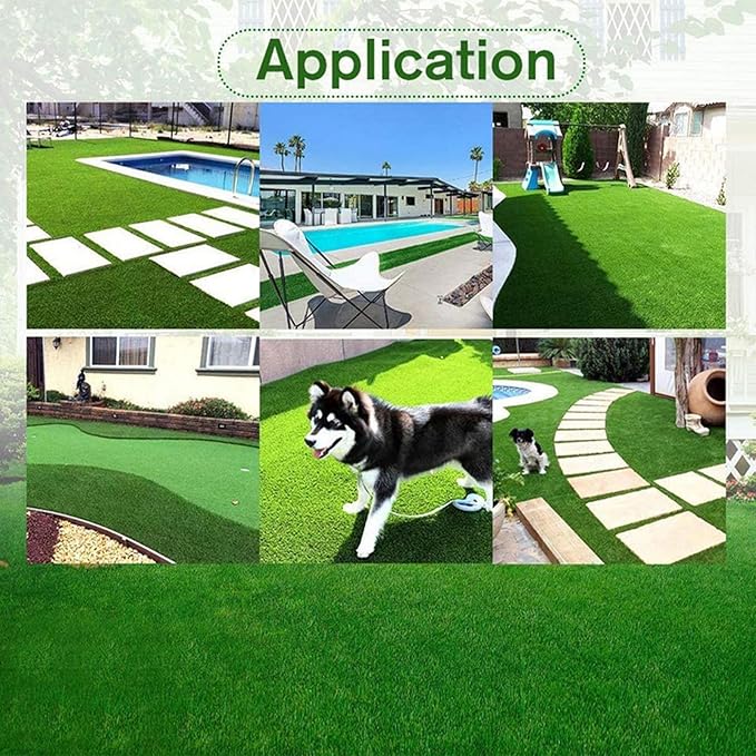 Artificial Grass Rug Outdoor Indoor 11FTX82FT Fake Grass Carpet Green Synthetic - Image 9