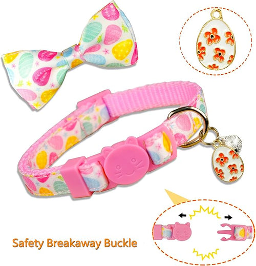 2 Pack Easter Cat Collar with Bowtie Adjustable Cute Kitten Collars - Image 2