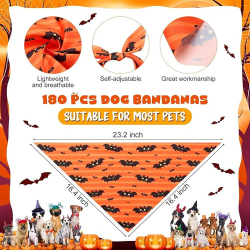 Aliceset 180 Pcs Halloween Dog Bandanas Bulk Halloween Bandana - Image 2