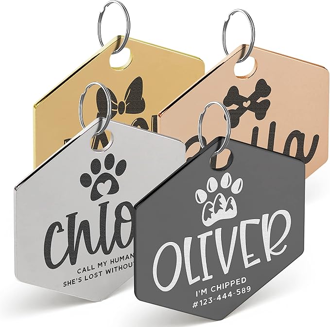 Engraved Pet ID Tags for Cats, Dogs by PersonalizationLab