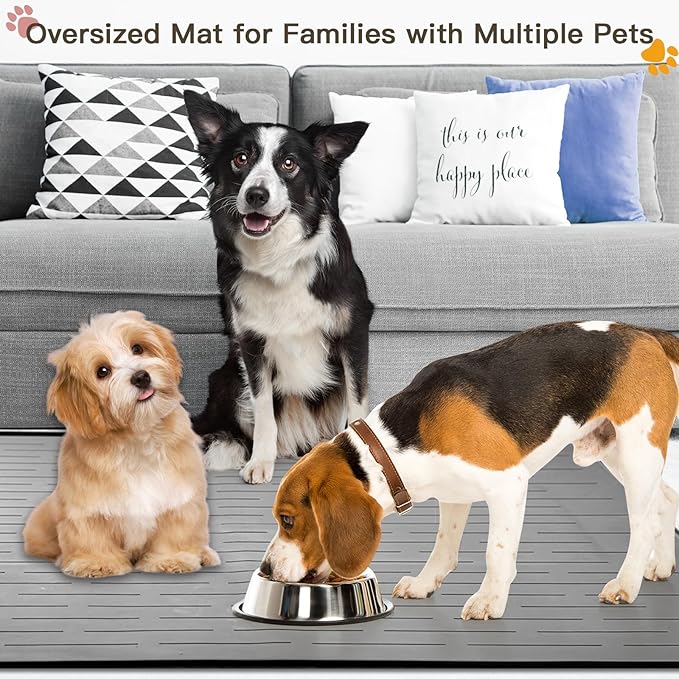 Largest Dog Food Mat, Thinken Waterproof Non-Slip XXXL Pet Feeding Mat - Image 3