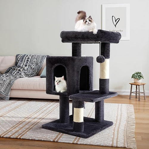 Allewie 29 Inches Cat Tree Tower/Plush Perches Platform/Condo/House/Sisal - Image 2
