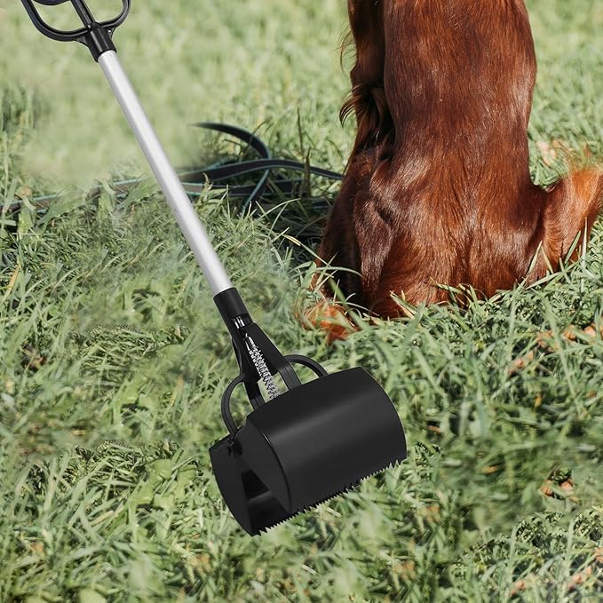 Cabilock Pet Poop Scoop Long Handle Dog Waste Picker Outdoor Cleaning Tool Black - Image 7
