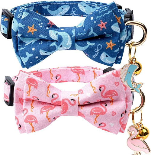 2 Pack Cotton Cat Collar with Bow Tie and Bell by Unknown