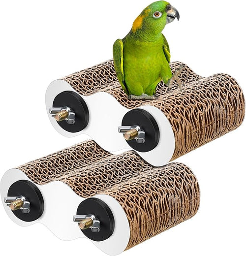 2-Piece Bird Platforms for Macaws, Small Parakeets, Budgies; Brown Corrugated by CroBlissful