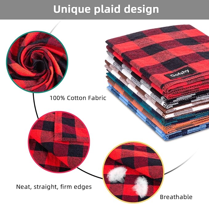 Christmas Dog Bandana XLarge-Red Black Dog Scarf Buffalo Plaid Printing - Image 3