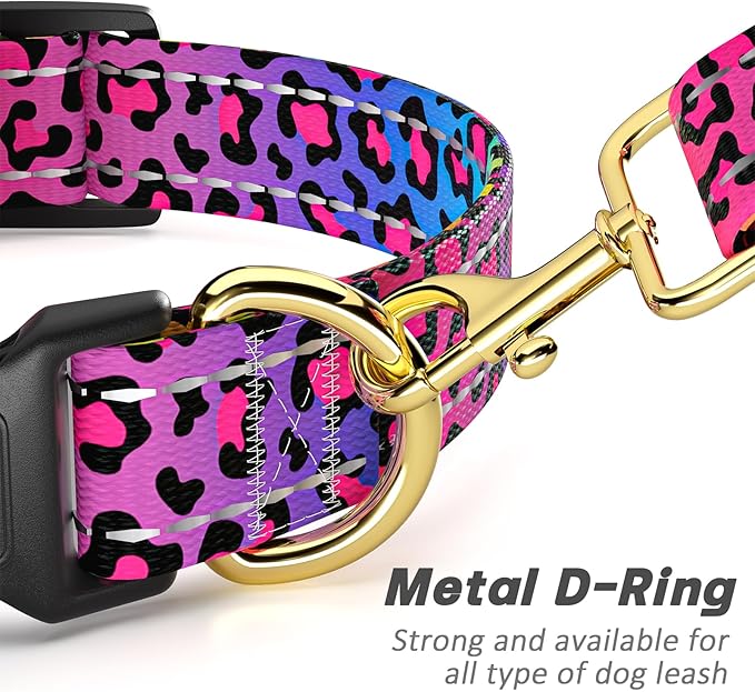 Reflective Dog Collar for Large Dogs, Cute Leopard Style Adjustable Heavy-Duty - Image 5