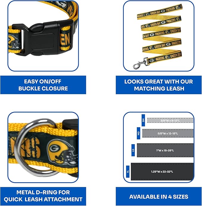 NFL PET Collar Green Bay Packers Dog Collar, X-Large Football Team Collar - Image 6