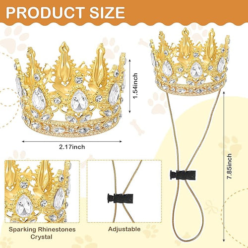 Abbylike Pet Rhinestone King Crown Small Size, Queen Crown - Image 2