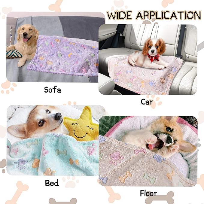 Rezutan Dog Blankets for 3 Pack Medium Blanket Cat Soft Fuzzy Blankets Washable - Image 5