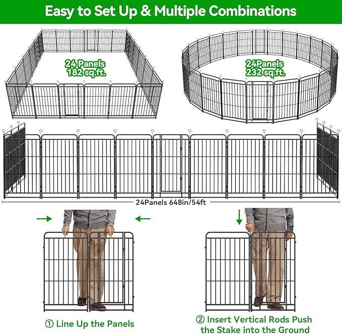 Heavy Duty Dog Playpen: 24 Steel Panels 40" Height, Square Steel Pipe - Image 8