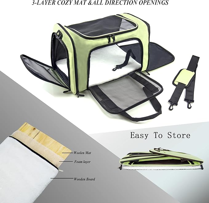 Soft Sided Carrier for Small Medium Cats Dogs, TSA Airline Approved Collapsible - Image 2