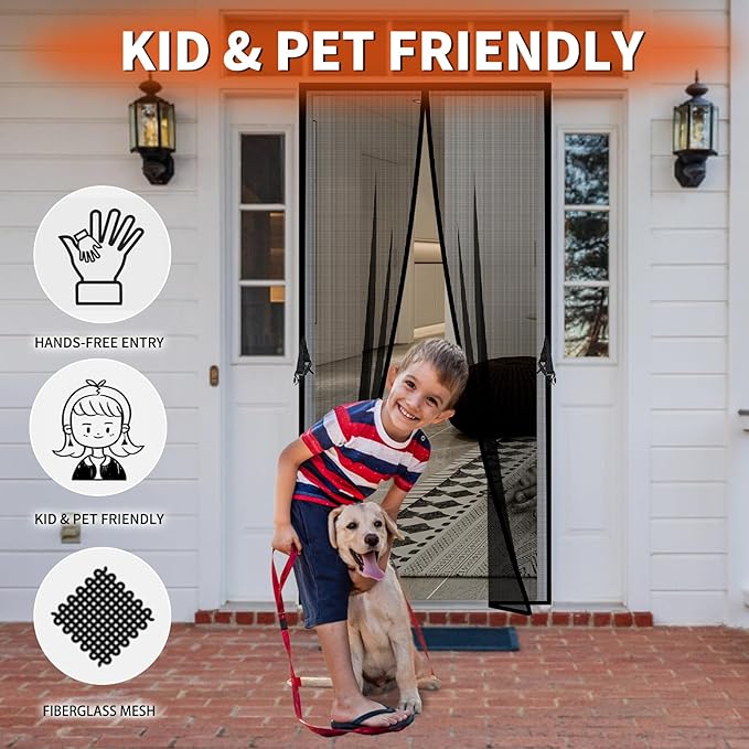 Fiberglass Magnetic Screen Door Fit Door Size 40 x 83 in- Heavy Duty Fiberglass - Image 4