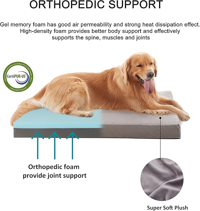 Orthopedic Memory Foam Dog Bed, Cooling Dog Beds Waterproof Pet Bed - Image 2
