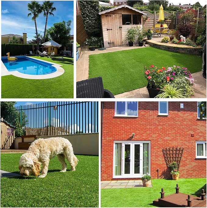 Artificial Grass Rug Outdoor Indoor 11FTX82FT Fake Grass Carpet Green Synthetic - Image 8