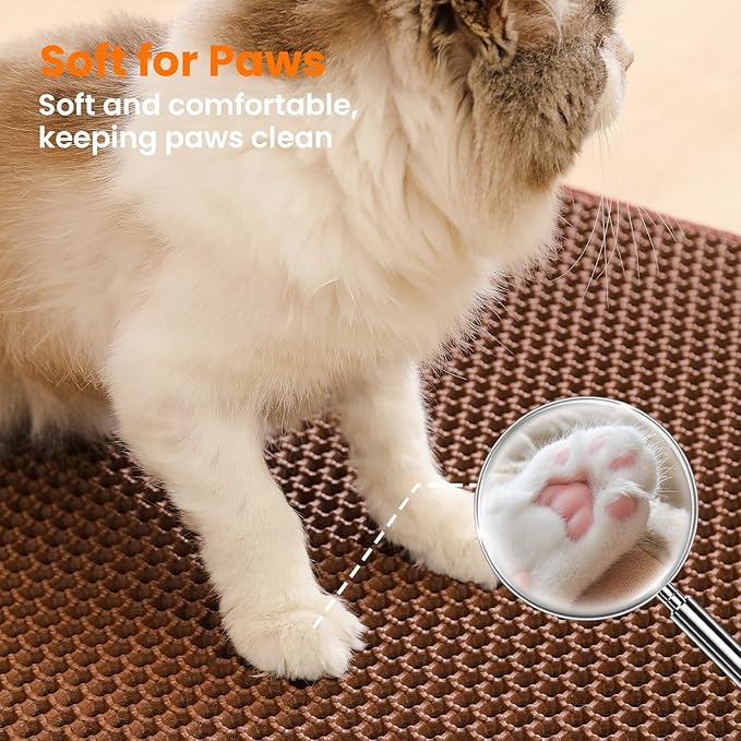 Cat Litter Mat, 24x18 Inches Large Double Layer Honeycomb Cat Litter Trapping - Image 7