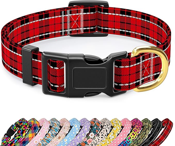 Reflective Dog Collar for Small Dogs, Cute Boho Adjustable Heavy-Duty Nylon by TMOODEL