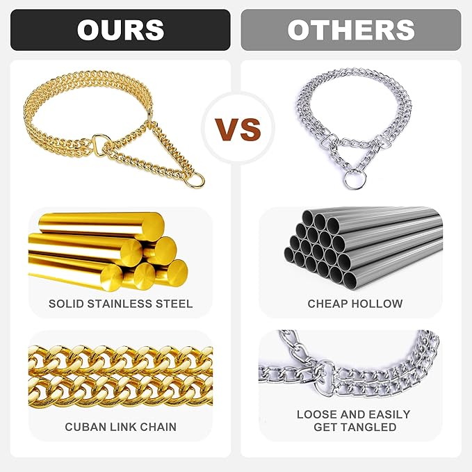 Stainless Steel 18K Gold Dog Chain Collar - Image 3