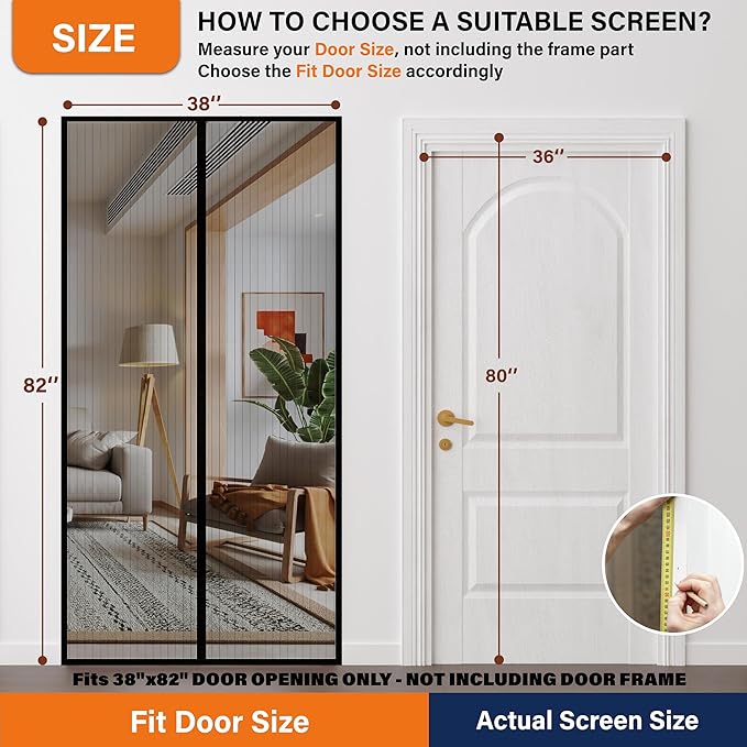 Magnetic Screen Door, Self Sealing Magnets, Easy Install Screen Doors - Image 2