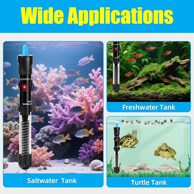 AQUANEAT Aquarium Heater, 100W Fish Tank Heater, Adjustable Submersible Water - Image 9