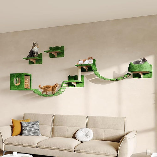 9-in-1 Cat Wall Shelves, Wall Mounted Cats Furniture Set by Homiflex