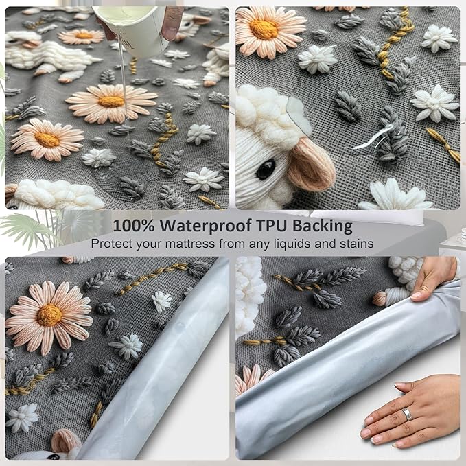 Waterproof Mattress Protector King, Fitted Sheet Style Breathable Mattress Cover - Image 2