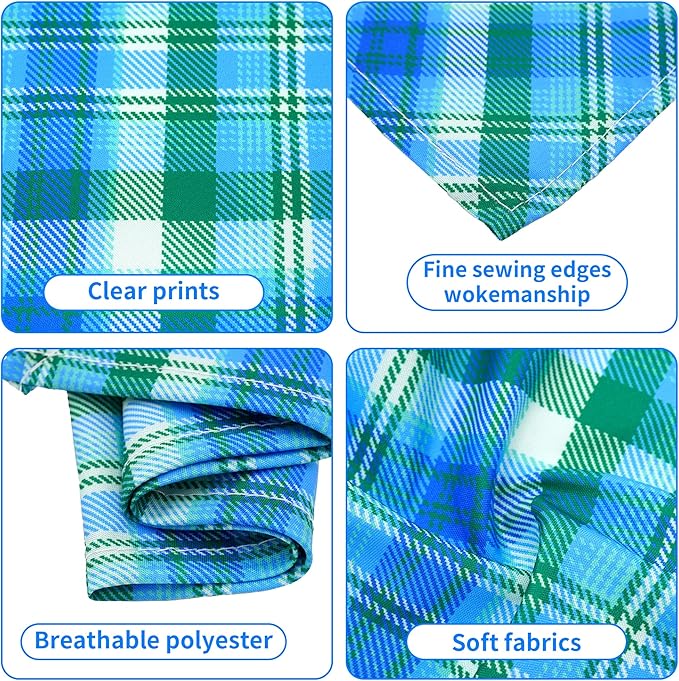 30 Pcs Plaid Dog Bandanas for Small Dogs Stitch Dog Bandana Bulk Reversible - Image 3