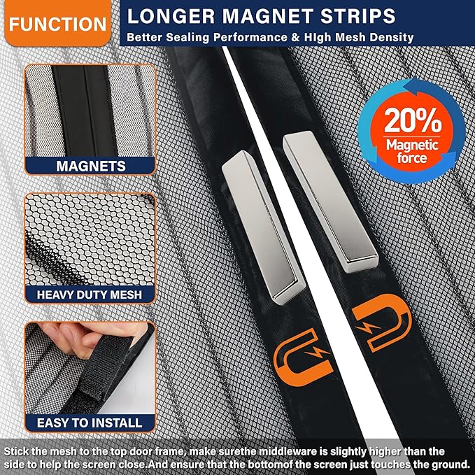 Mesh Screen with Magnetic Closure-Keeps Bugs Out Let Breeze in, Heavy Duty - Image 3