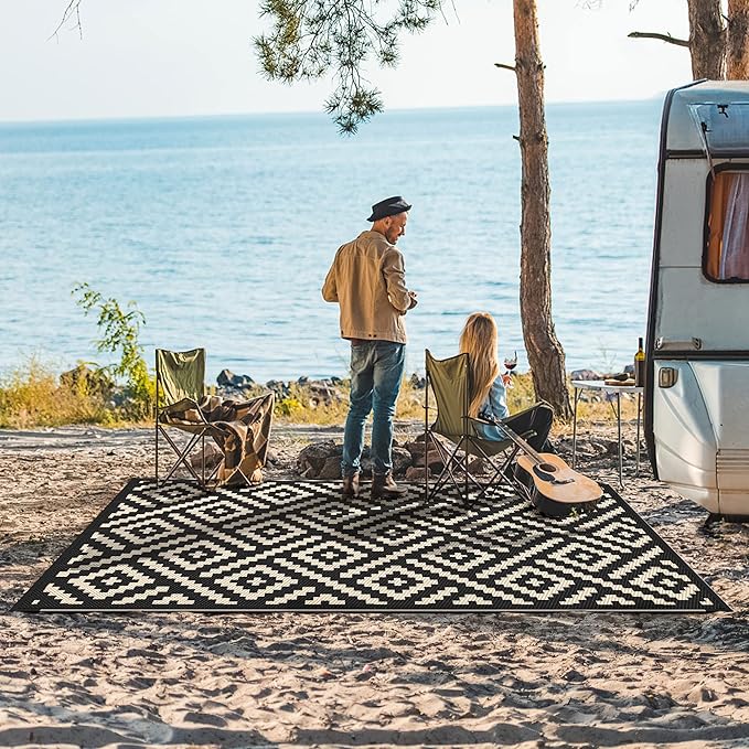 GENIMO Outdoor Rug 4'x6' Waterproof, Reversible Camping Mat, Plastic Straw Rugs - Image 3