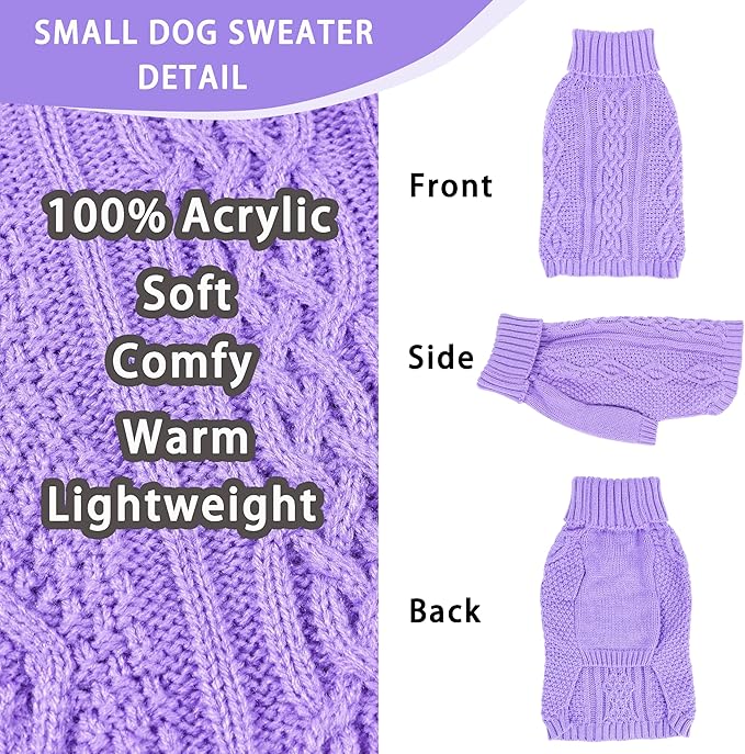 Dog Sweaters for Small Dogs Knit Puppy Sweater Fall Winter Dog Clothes Warm - Image 4