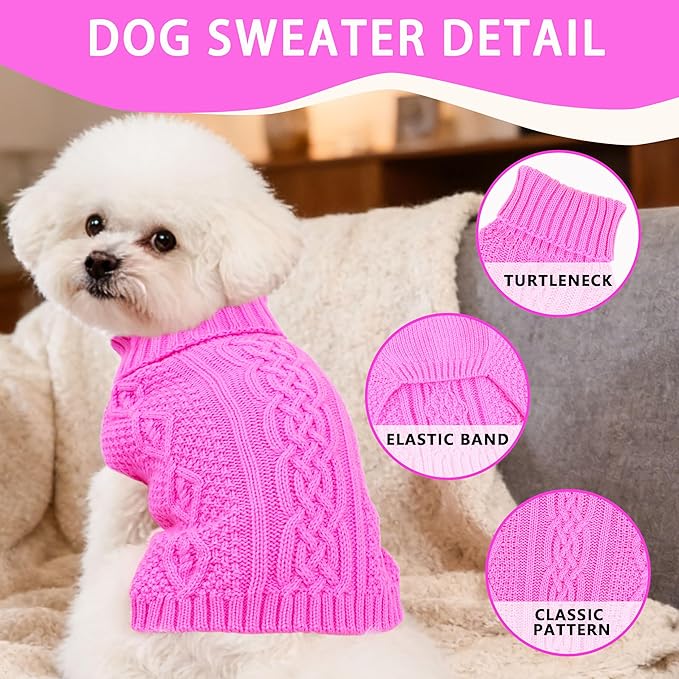 Dog Sweaters for Small Dogs Winter Dog Clothes Turtleneck Knit Puppy Sweater - Image 3