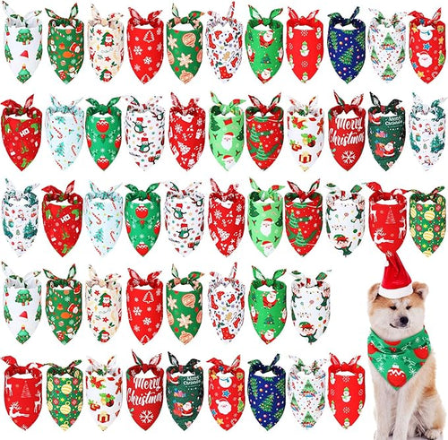 Abbylike 50 Pcs Christmas Dog Bandanas Bulk Xmas Bandanas by Abbylike