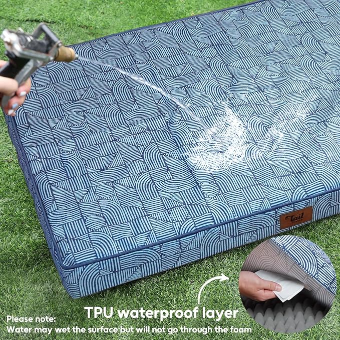 Outdoor Dog Bed for Small Dogs & Cats, Waterproof Dog Crate Mat Orthopedic Egg - Image 2