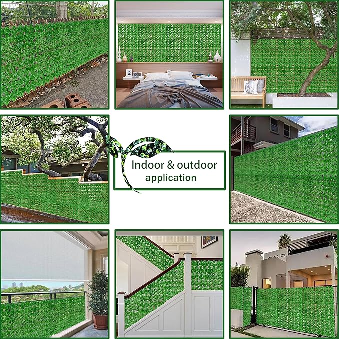 Artificial Ivy Privacy Fence Wall Screen: 72 X144 in UV-Anti Faux Greenery - Image 6